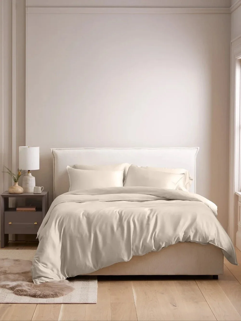 Quince Organic Bamboo Cal King Neutral Cream Duvet Cover NWT Sand